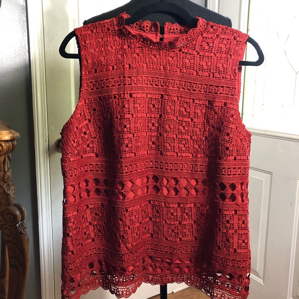Anthropologie Daniel Rainn Lined Crochet Sleeveless Top Size M